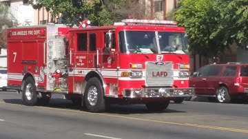 LAFD Engine 7 and Rescue 7 Responding