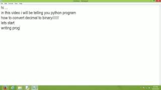 In this video you will come to know the python program how convert
decimal digit binary...