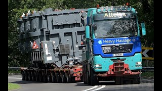 Huge 155 T Transformer Abnormal Load transported by Allelys Heavy Haulage through a busy Porthmadog