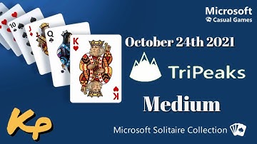 Microsoft Solitaire Collection - Daily Challenge - TriPeaks Medium - October 24th 2021 - 2021-10-24