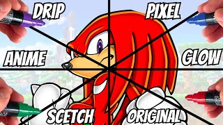 One Drawing, BUT IN 8 DIFFERENT Art Styles! KNUCKLES