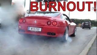 I have filmed a red ferrari 575 maranello in vienna. the driver reved
and made unexpectedly burnout for me. huge with lot of smoke on puplic
st...
