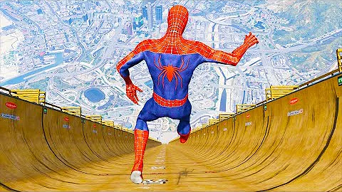 GTA 5 Spiderman vs Biggest Mega Ramp (Spiderman Cars, Bikes Jumps in GTA V)