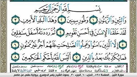 سورة التين مكتوبة ياسر الدوسري Surah Al Teen Yasser Al Dosari