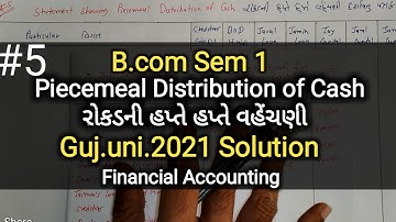 #5 Piecemeal Distribution of Cash રોકડની હપતે હપતે વહેંચણી | B.com Sem 1 | Surplus Capital Method