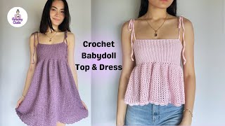 Crochet babydoll top & dress tutorial🎀 screenshot 4