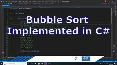 Bubble Sort implemented in C#