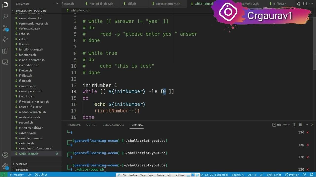 Shell Script tutorials - 38 - While Loop In Shellscript - While Loop ...