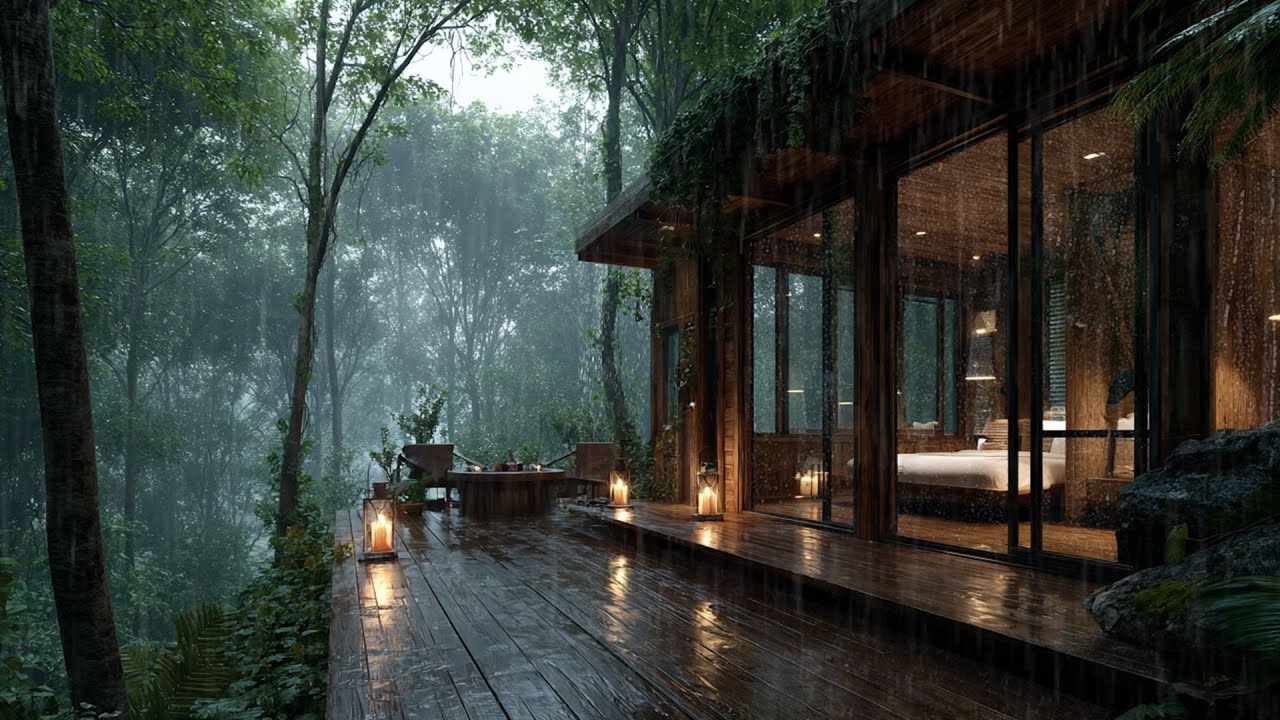 Rain Sounds for Deep Sleep | Cozy Forest Cabin Ambience for Relaxation ...