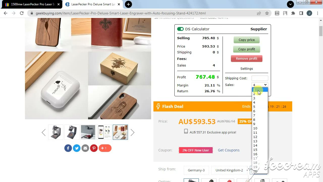 Ebay AU dropshipping from Extension for chrome DS
