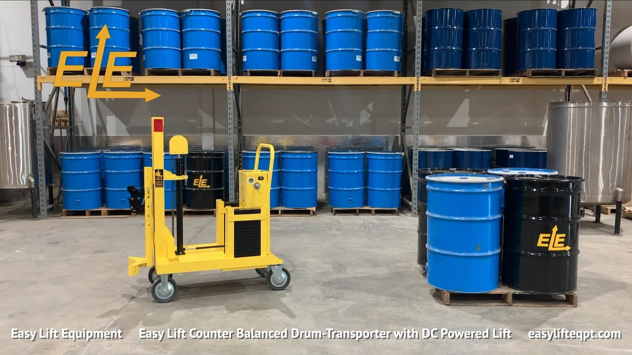 EasyLift Counterbalanced Drum Transporter with DC Powered Lift Easy