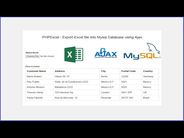 PHPExcel - Export Excel file into Mysql Database using Ajax