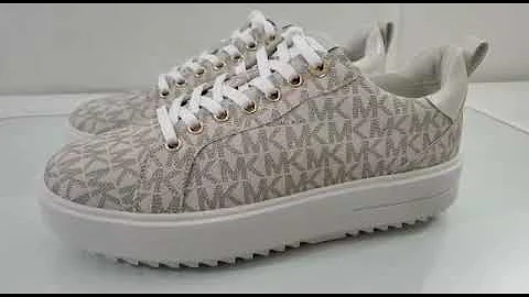 Michael Kors Emmett Lace up MK Logo Jacquard Sneakers Vanilla