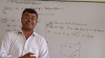 let A be a subset in aTopological X Then Interior of A = Exterior of X   A