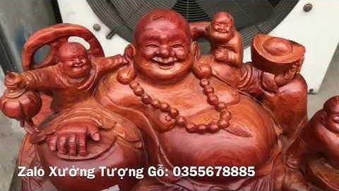 Tượng Di Lặc ngũ phúc ngồi gỗ hương-ĐẸP XUẤT THẦN-XƯỞNG TƯỢNG GỖ-ZALO:0355678885