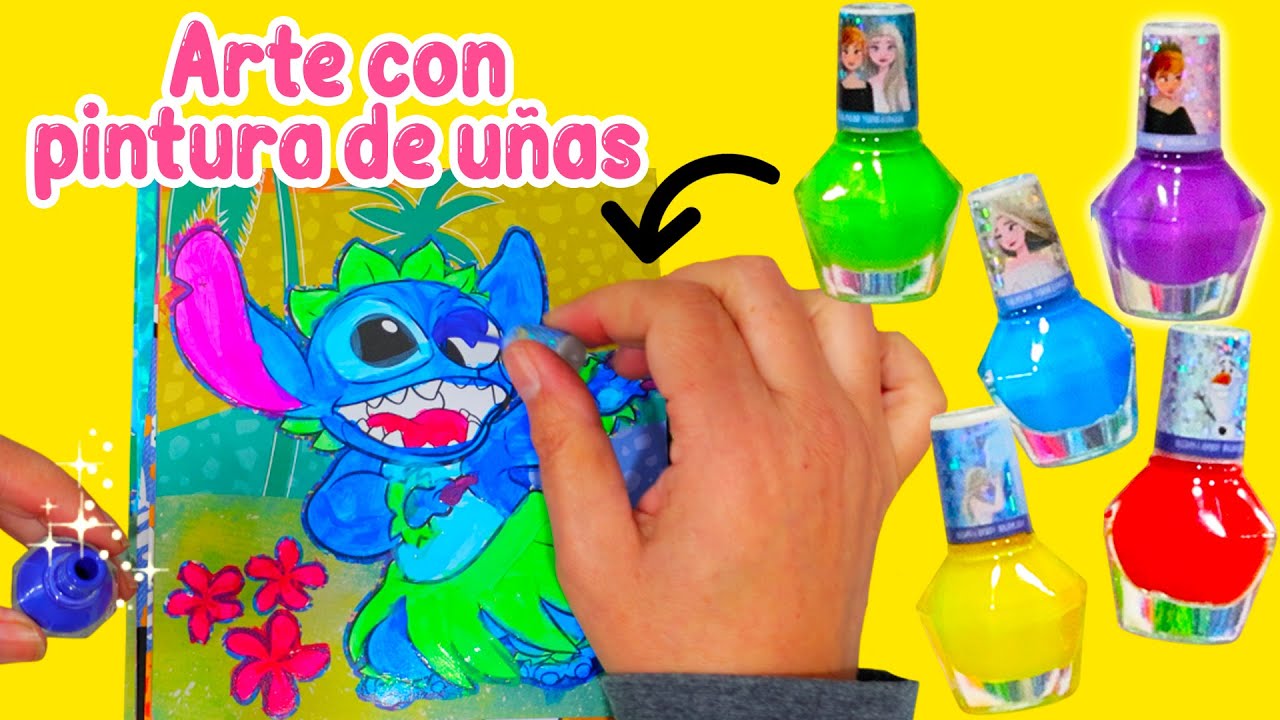 Pintando a Stitch con Esmalte para Uñas | DIY Arte y Videos de colorear para niños en español