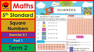 5th Stdandard- Maths- Unit- 2 Numbers- Part 1- Pages 5 to 8 - Square Numbers- Exercise 2.1- Term 2