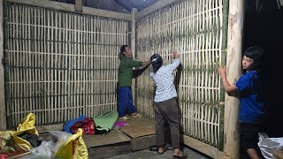 The orphan boy was helped by his uncles, cutting bamboo to build a bamboo house for him