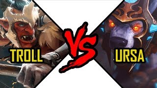 Dota 2 Troll Warlord vs Ursa Battle Jah'rakal vs Ulfsaar Ursa Warrior fight #4