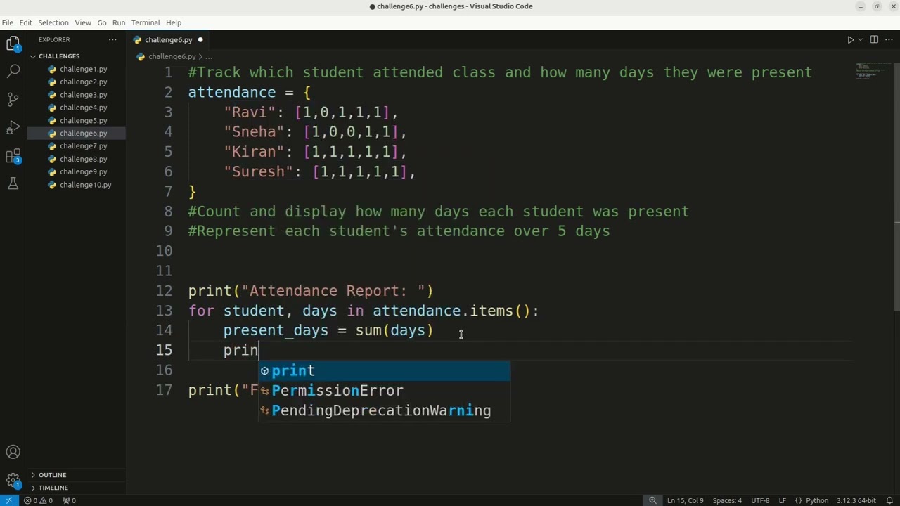 Student Attendance Tracker in Python | Mini Project Using Data Structures - Challenge # 6