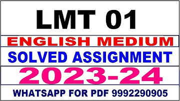 lmt 01 solved assignment 2023-24 | lmt 1 solved assignment in english 2024 | lmt 1 2024