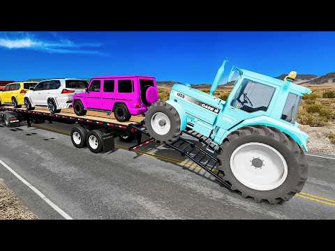Flatbed Truck McQueen | Transportation with Truck - Pothole vs Car #7 - BeamNG.Drive
