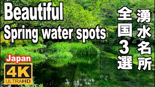 全国湧水名所選 Spring water spots in Japan 伏流水 わき水 リラックス 安曇野わさび田湧水群 柿田川公園 雲場池 癒しの水 Healing sound natural