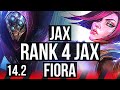 Jax vs fiora top  rank 4 jax 10 solo kills dominating rank 20  kr challenger  142