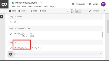 [numpy] โครงสร้างอาร์เรย์ shape reshape