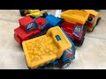 toy cars, racing cars, cement trucks, excavators, bulldozers, coal trucks, double-decker buses