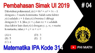 Pembahasan matematika ipa simak ui ...