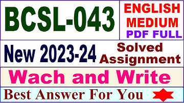 BCSL 043 solved assignment 2023-24 / bcsl 043 solved assignment 2024 / ignou bca 4th bcsl043 2023-24