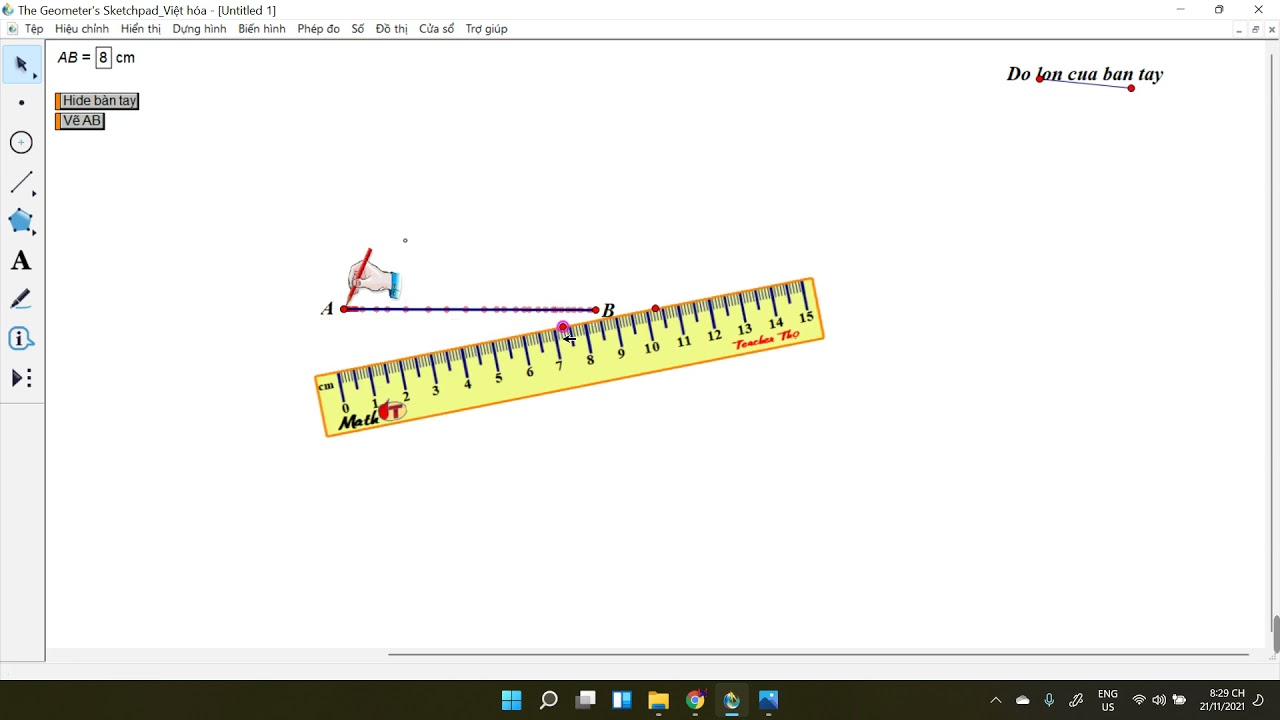 Sử dụng phần mềm Geometer's Sketchpad  - GSP5 để thực hiện bài toán dựng hình bằng thước và compa