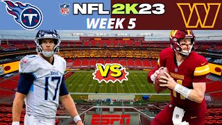 NFL 2K23 Mod - Titans vs. Commanders Week 5 Simulation Highlights - CPU vs CPU