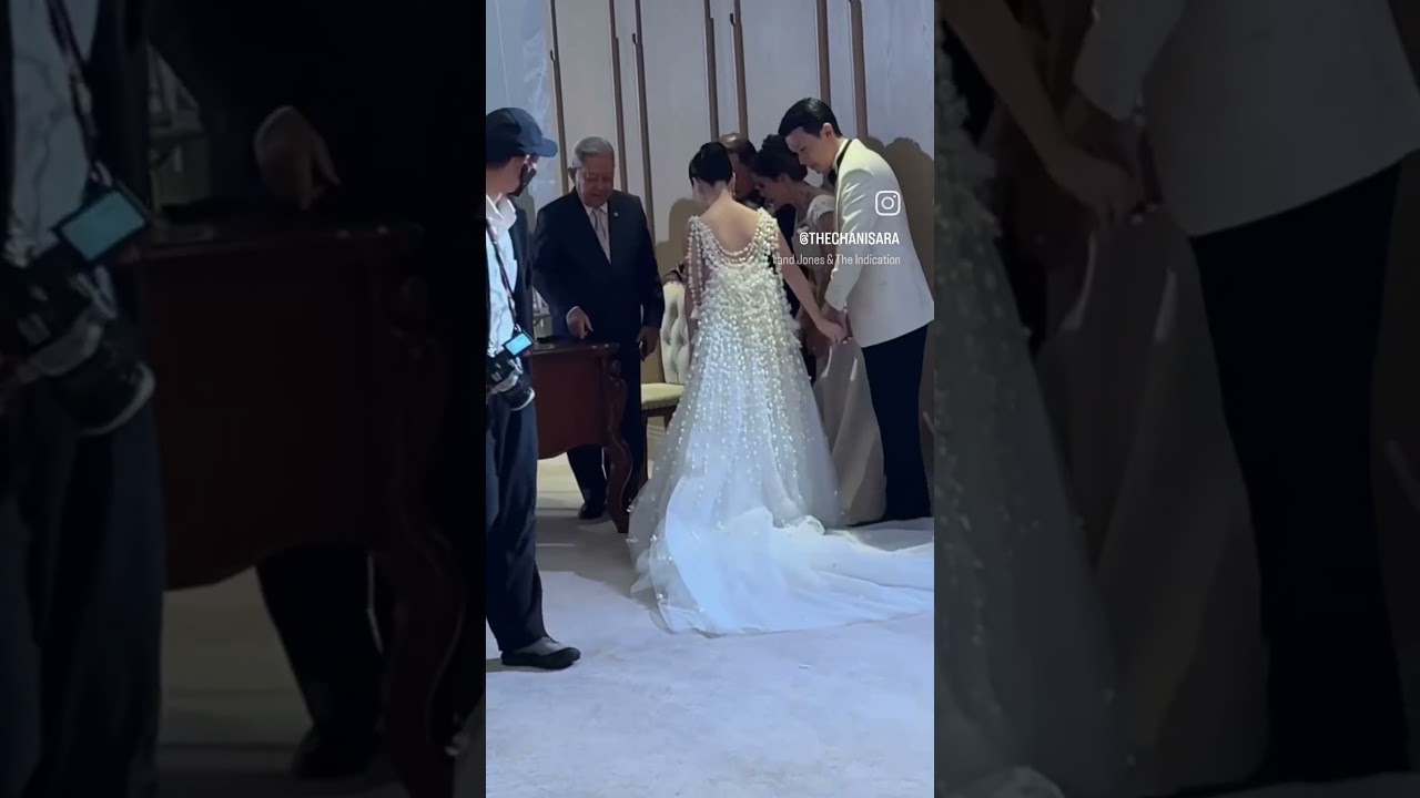 ชุดเจ้าสาวน้องปิ่น @natnareepinpin เป็นพวงมาลัยร้อยไปถึงด้านหลังสวยมากกก ยินดี ด้วยมากๆเลยน้า