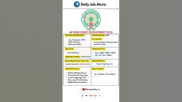 AP High Court Recruitment 2025 | New Vacancy 2025 | Daily Job Alerts #shorts