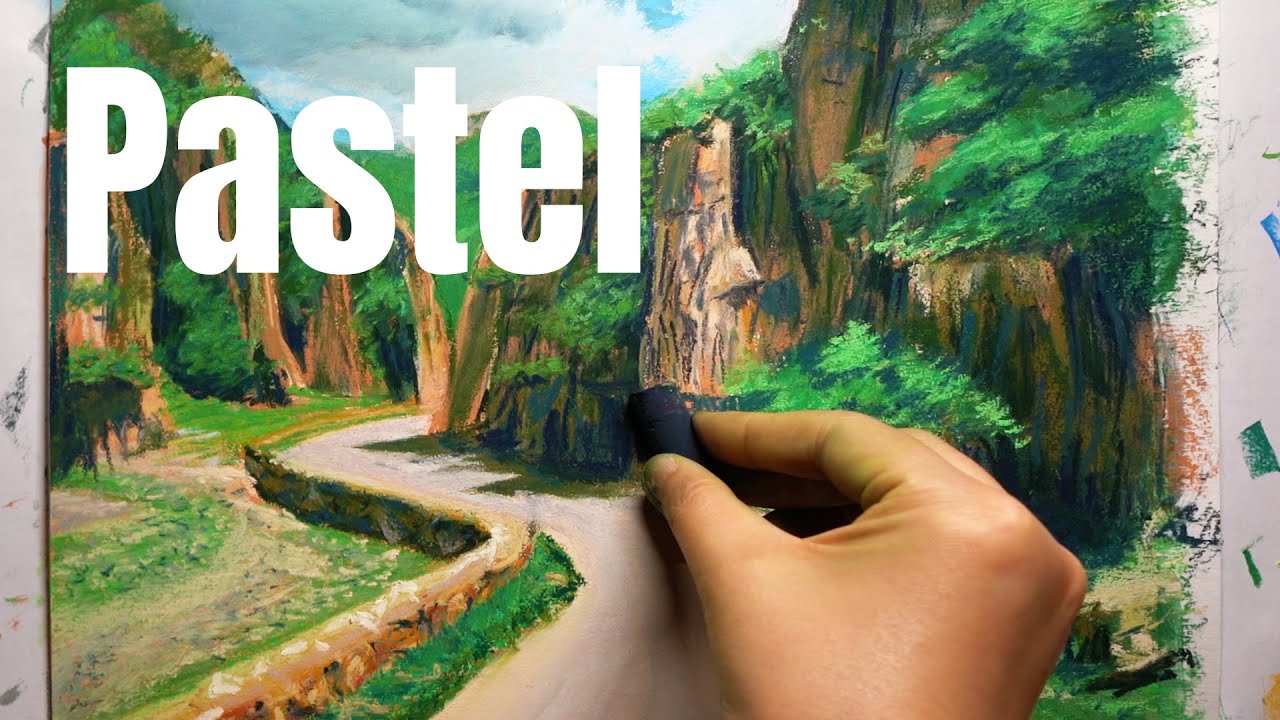 Pastel Painting | Landscape | Time-lapse | The way to the mountain | 4K60fps