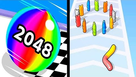 Ball Run 2048 VS Gummy Worm GO 🥸😎🤓😵 Max All Level Gameplay