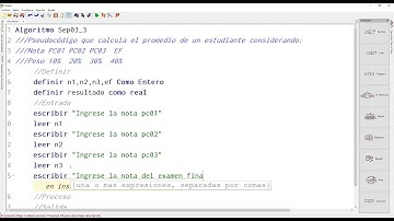 Pseudocódigo que calcula el promedio de notas (Pseudocodigo a diagrama de flujo)Pseint Sep03_3