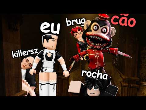 4 idiots running away from a bunch of monkeys in Roblox