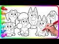 BLUEY Coloring Pages - School Friends Do you know How to color Bluey, Coco, Snickers, Winton?