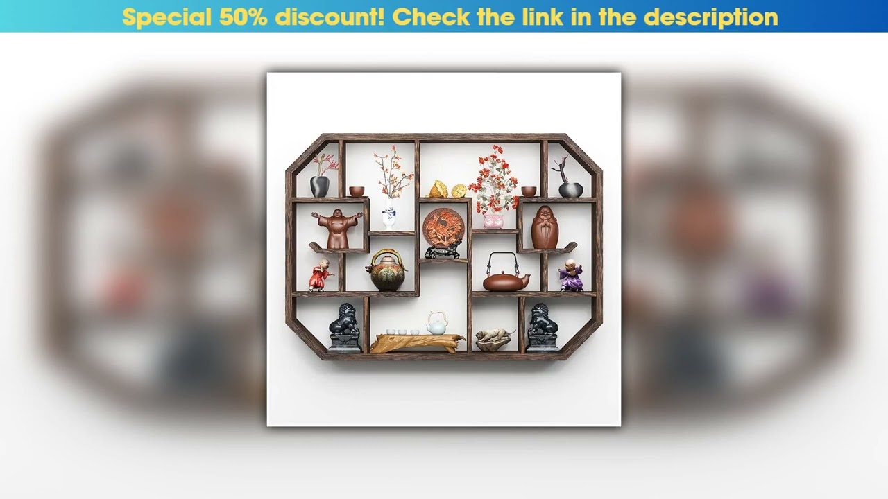 Deal Antique Solid Wood Storage Rack Chicken Wing Wood Display Shelf Tea Set Wall Hanging for Elega