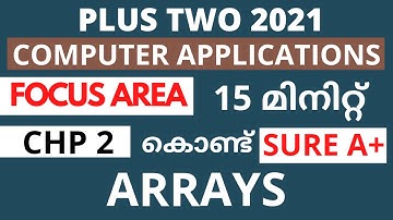 Chapter 2 | Focus Area 2021 | Plus Two Computer Application Malayalam | ARRAYS | Exam Kerala 2021