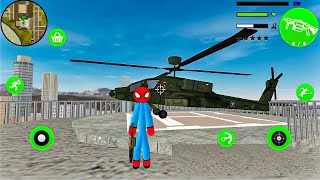 Amazing Spider-Stickman Rope Hero Military Helicopter - Fun at NY City - Android Gameplay #3 screenshot 2