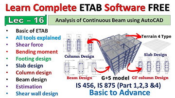 ETABS Free Course| Analysis of continuous beam using AutoCAD | Lec no 16 #etabs #civilengineering