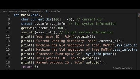 C program to read user and system information on Linux