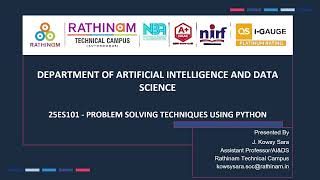 25ES101   PROBLEM SOLVING TECHNIQUES USING PYTHON