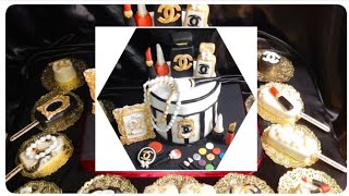 طريقة تزيين #كيك_ديزاين_شانيل مع #حلويات_بوفي  Cake design chanel with makeup and sweets