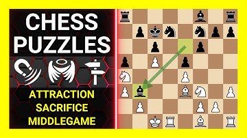 Chess Puzzles to Practice. Themes: Attraction, Sacrifice, Middlegame. Learn Chess