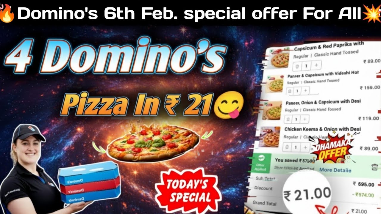  4 DOMINOS PIZZA ₹21🍕😋 मे|dominos coupon code today|Domino's offers|Domino's Pizza offer 2026|pizza